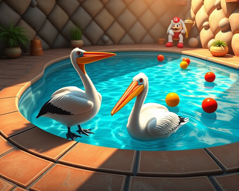 pool, super mario, pelican